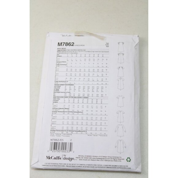 McCalls M7862 Ladies Plus Size Dress Knee Length UNCUT 93193 14 16 18 20 22 - Picture 3 of 3